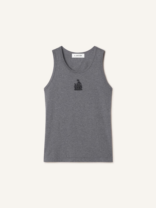 TANKTOP MOTHER AND DAUGHTER AUS BESTICKTEM JERSEY Lanvin TANKTOP MOTHER AND DAUGHTER AUS BESTICKTEM JERSEY Dunkelgrau meliert RWTS0067J060A26