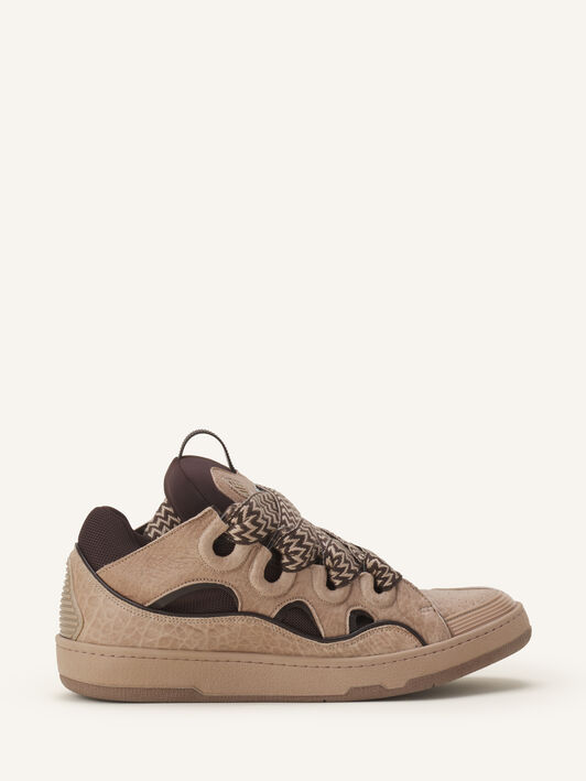 Lanvin SNEAKERS CURB EN CUIR EFFET DINO Beige/Marron FUSKDK12DINOA26