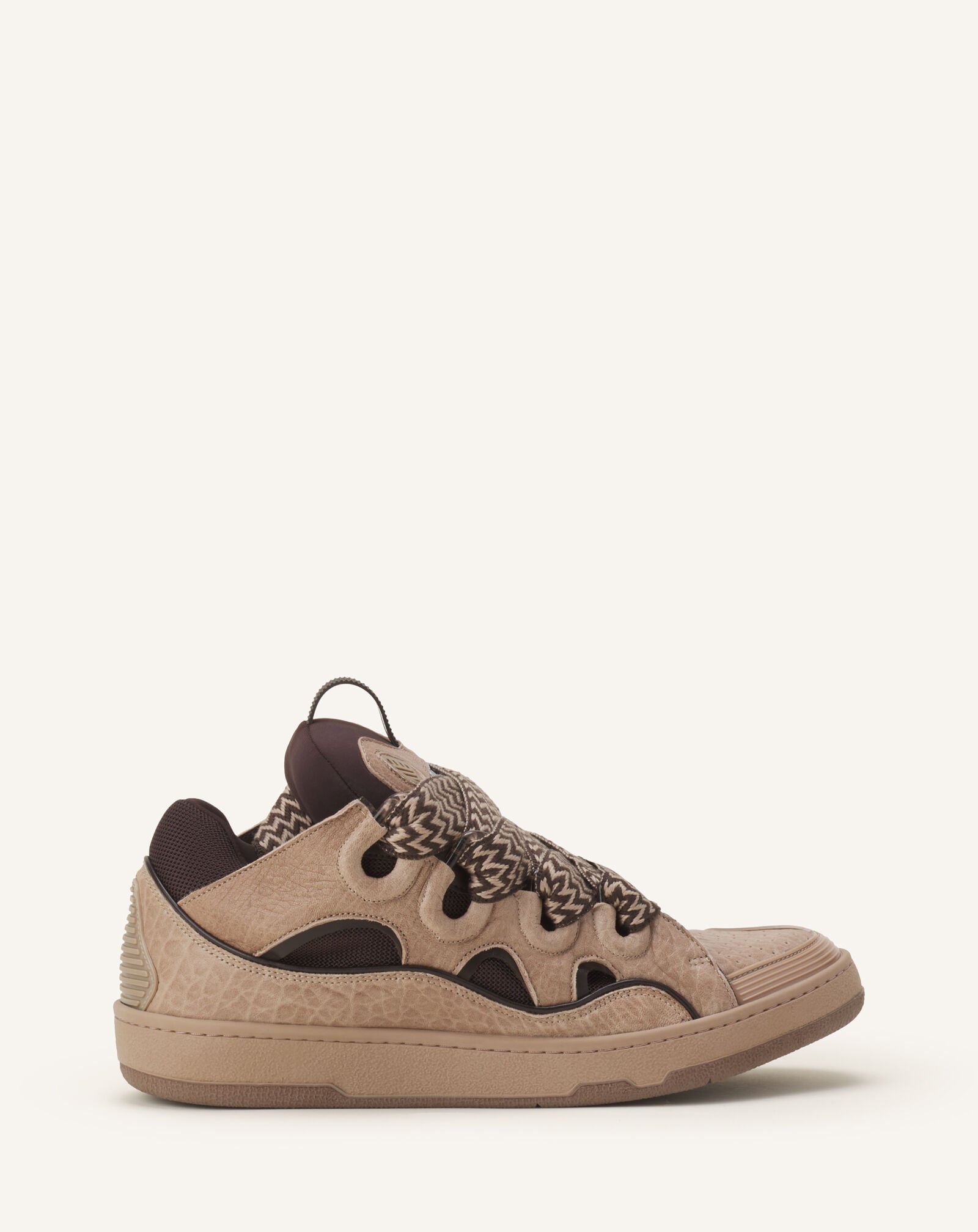 Lanvin SNEAKERS CURB EN CUIR EFFET DINO Beige/Marron FUSKDK12DINOA26