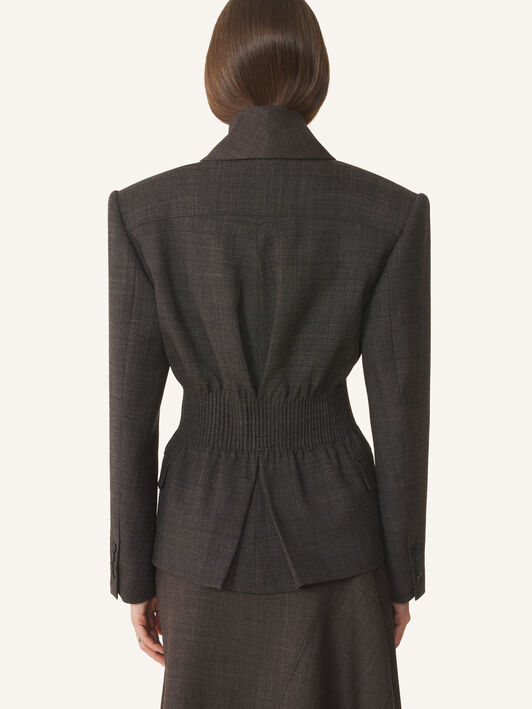 Lanvin WIDE SHOULDER SMOKED JACKET Brown/Dark Brown RWJA00516463H26