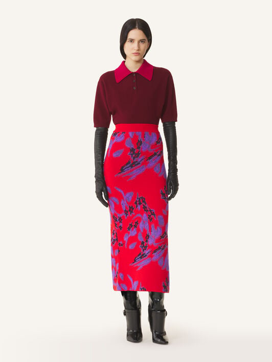 JACQUARD MIDI SKIRT Lanvin JACQUARD MIDI SKIRT Red/Purple RWST0064K131H26