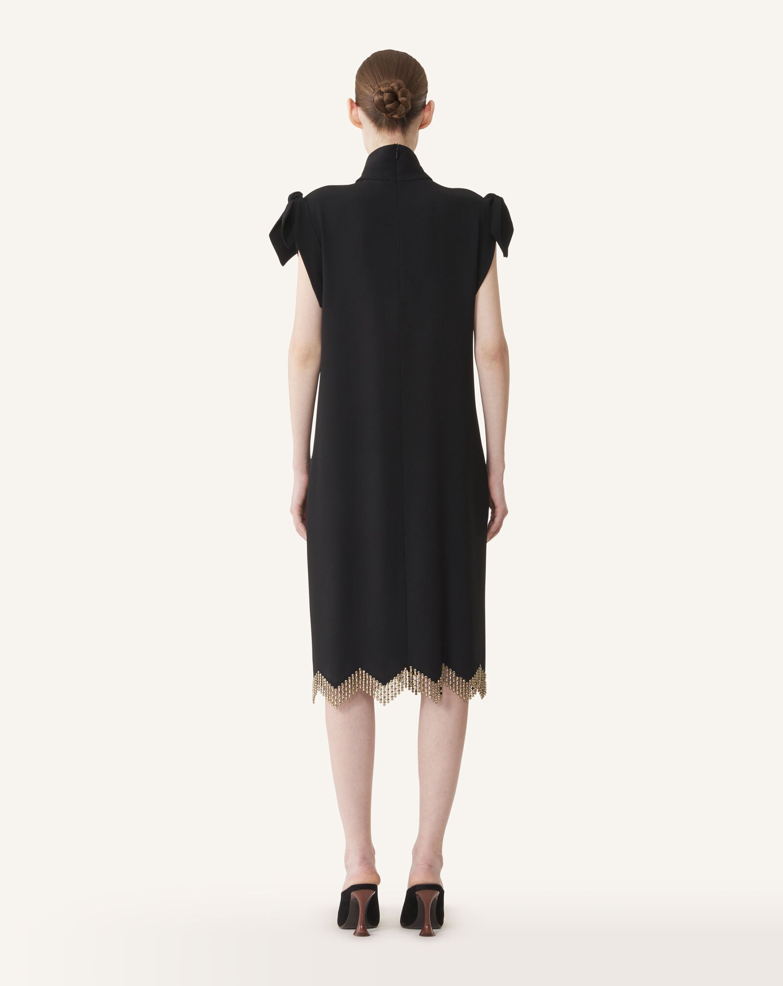 Lanvin ROBE À NŒUDS BRODÉE EN SABLÉ Noir RWDR91276388A26