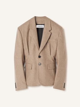 Lanvin VESTE BLAZER CINTRÉE EN LAINE VIERGE Beige Chiné RWJA00506490H26