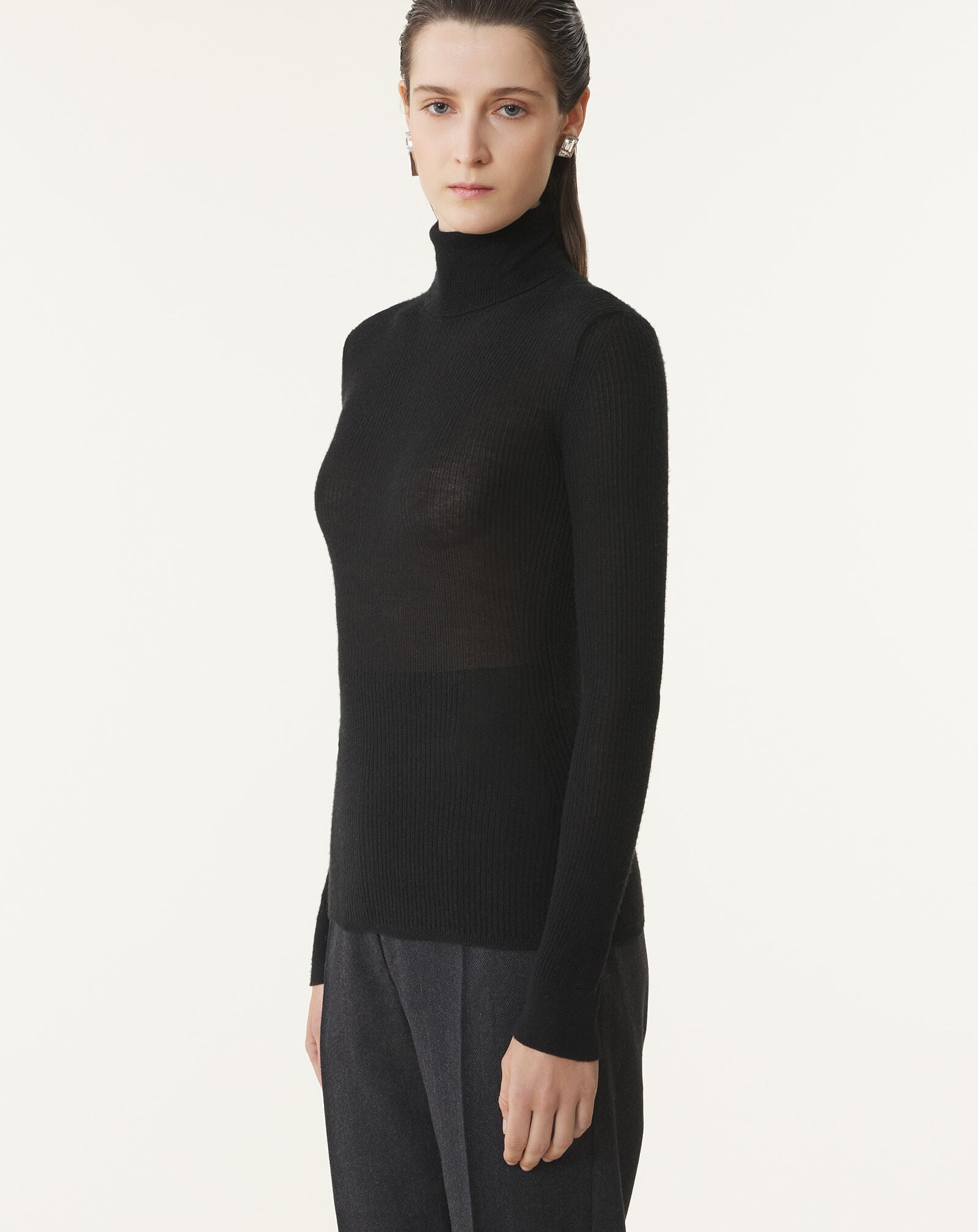 PULL COL ROULÉ EN MÉRINOS ET SOIE Lanvin PULL COL ROULÉ EN MÉRINOS ET SOIE Noir RWPO0023K069H25
