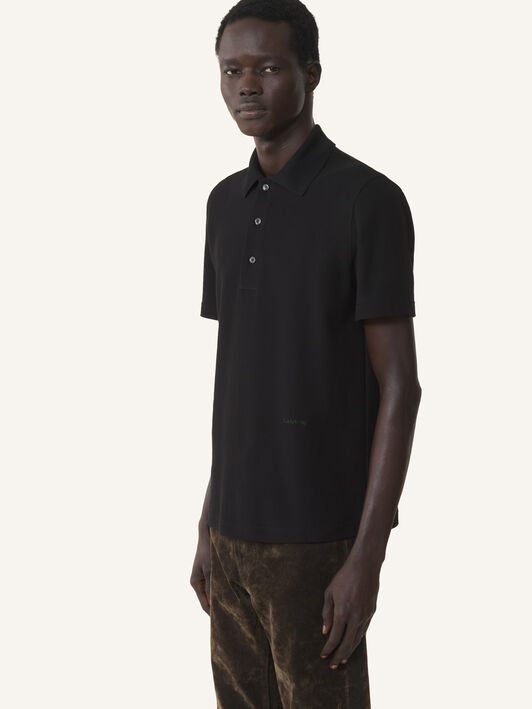 Lanvin POLO SHIRT LEOPARD DETAIL Black RMPL0006J062A26