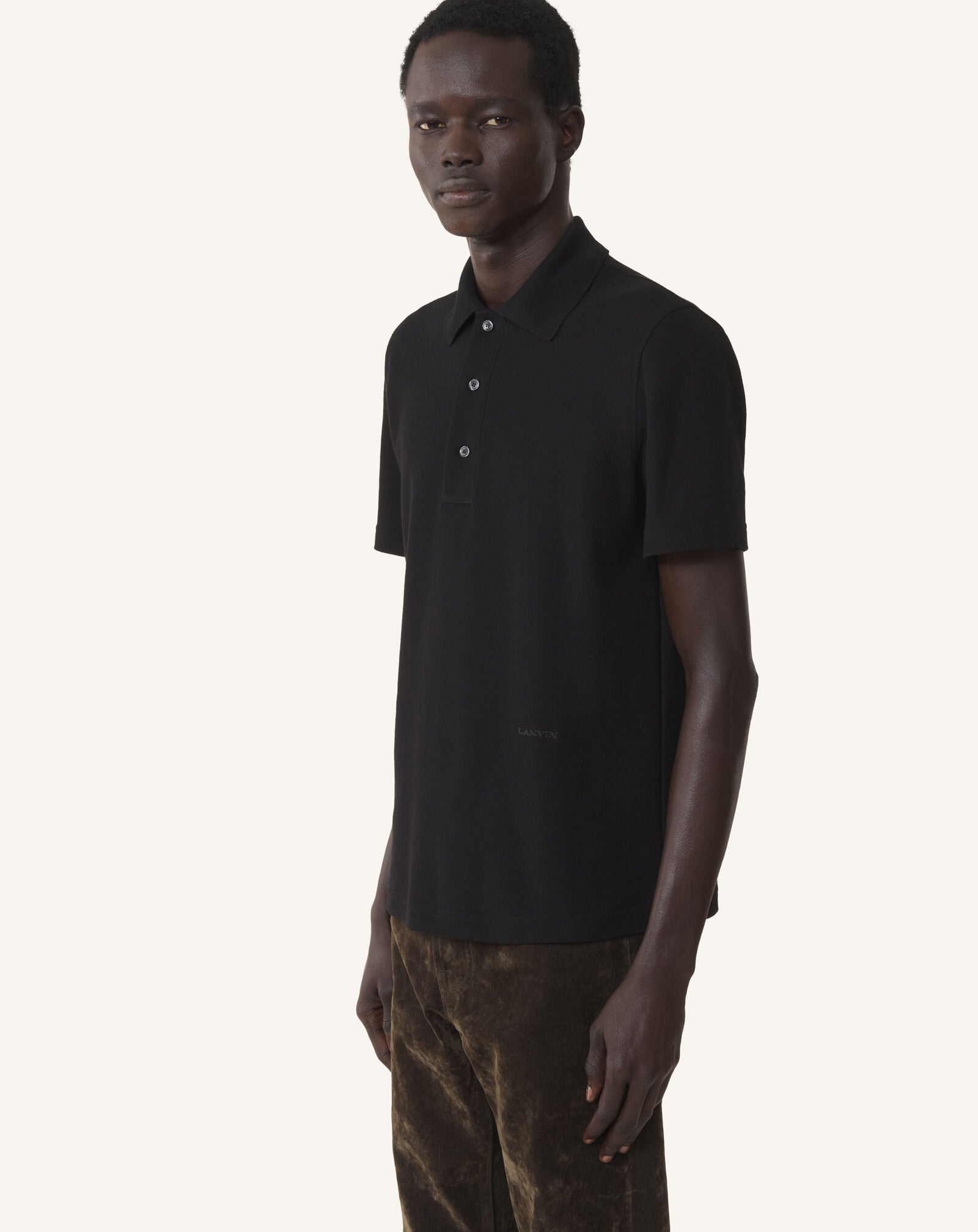 Lanvin POLO SHIRT LEOPARD DETAIL Black RMPL0006J062A26