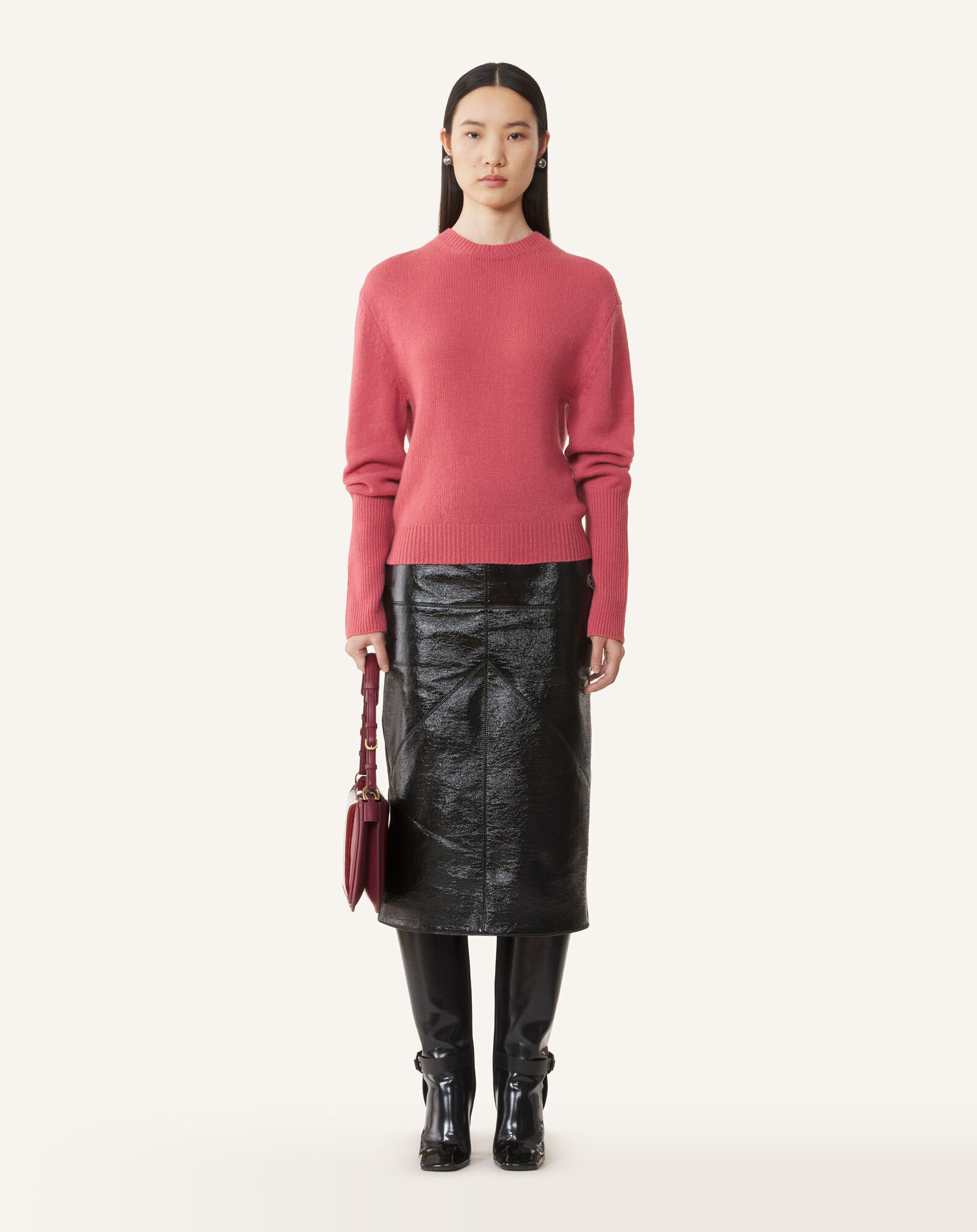 Lanvin GROS-GRAIN KNOT DETAIL JUMPER Old Pink RWPO0016K113A26