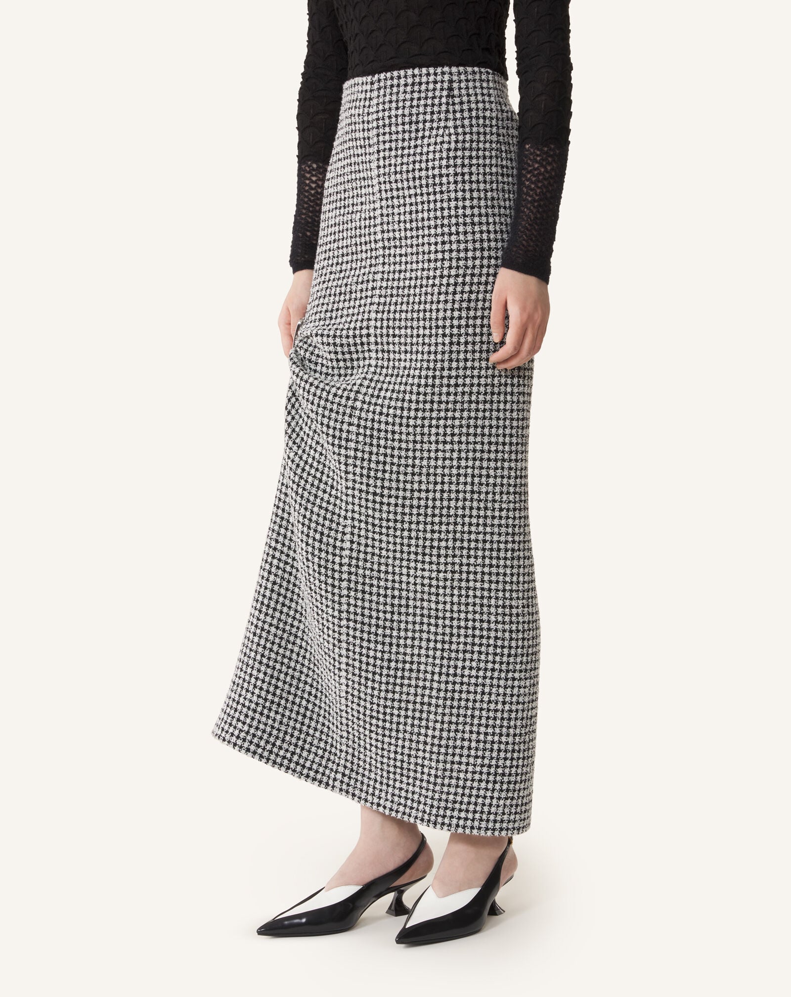 TWEED LONG SPLIT SKIRT Lanvin TWEED LONG SPLIT SKIRT Black/White RWST00086386A26