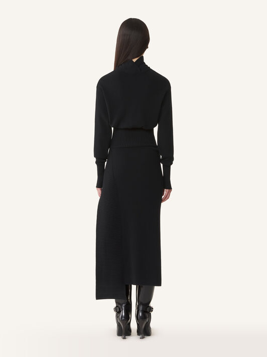 Lanvin ROBE MIDI EN LAINE ET CACHEMIRE Noir RWDR0040K065H25