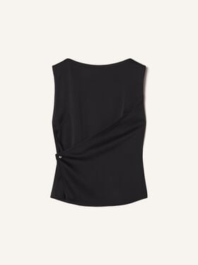 Lanvin HAUT BOUTONNÉ SANS MANCHES EN SATIN Noir RWTO00126390A26