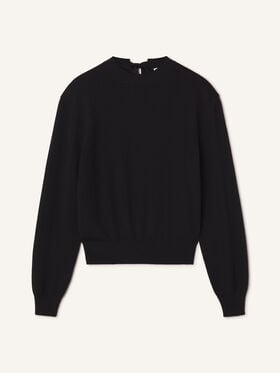 PULLOVER AUS MERINOWOLLE MIT GROSGRAIN-DETAIL Lanvin PULLOVER AUS MERINOWOLLE MIT GROSGRAIN-DETAIL Schwarz RWPO0010K101A26