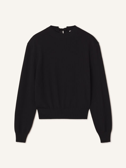 PULLOVER AUS MERINOWOLLE MIT GROSGRAIN-DETAIL Lanvin PULLOVER AUS MERINOWOLLE MIT GROSGRAIN-DETAIL Schwarz RWPO0010K101A26