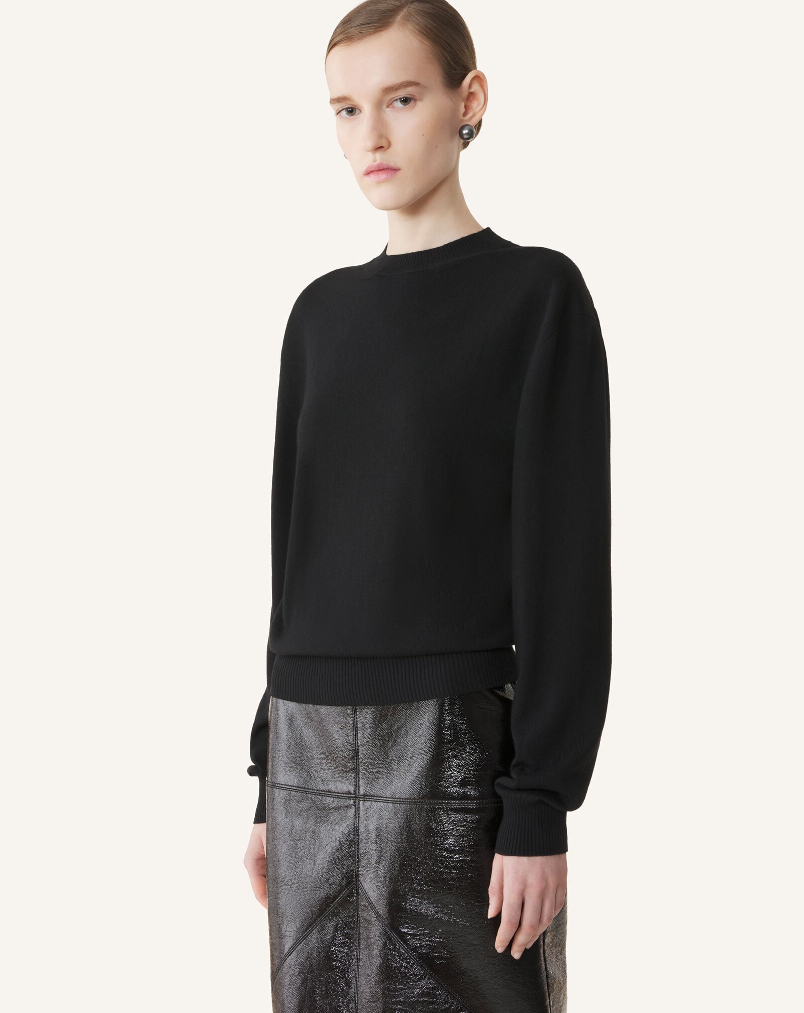 PULL DÉTAIL GROS GRAIN EN MÉRINOS Lanvin PULL DÉTAIL GROS GRAIN EN MÉRINOS Noir RWPO0010K101A26