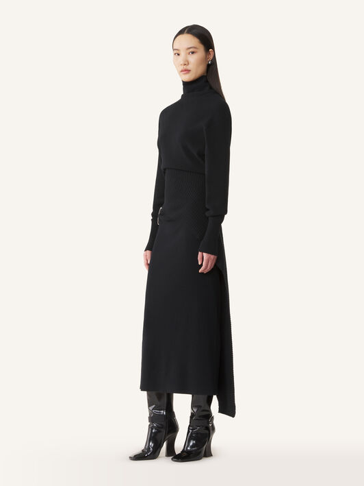 ROBE MI-LONGUE EN LAINE ET CACHEMIRE Lanvin ROBE MI-LONGUE EN LAINE ET CACHEMIRE Noir RWDR0040K065H25