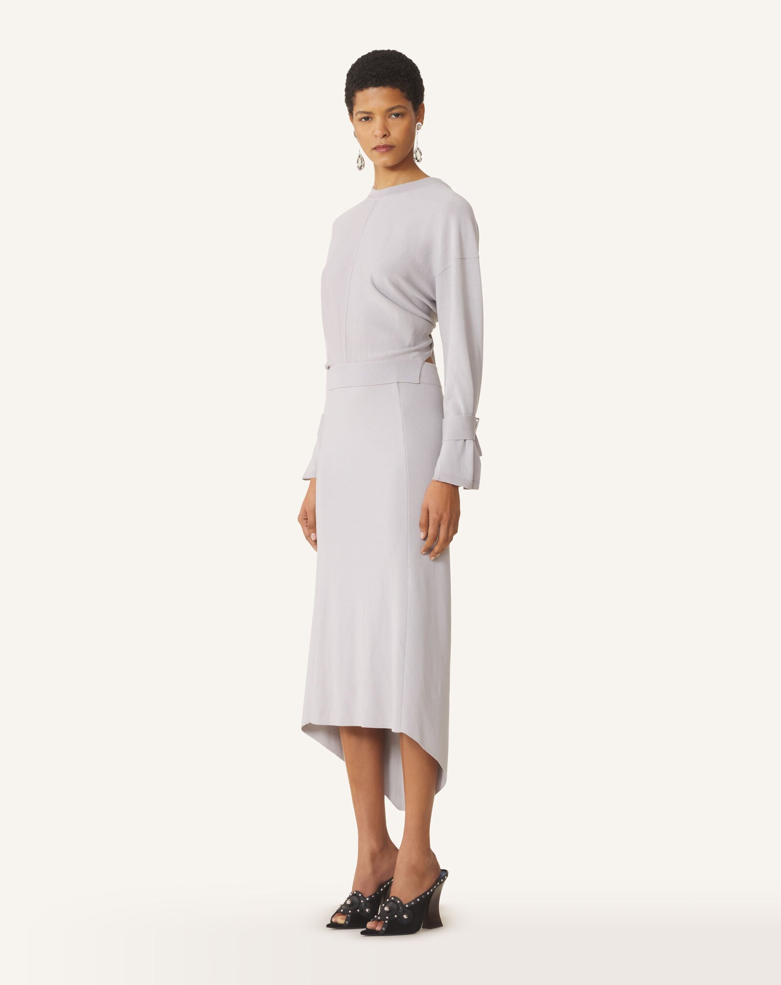 ROBE LONGUE DOS NOUÉ EN SOIE Lanvin ROBE LONGUE DOS NOUÉ EN SOIE Platre RWDR0067K107E26