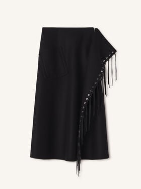 Lanvin JUPE À FRANGES EN LAINE CACHEMIRE DOUBLE FACE Noir RWST05056373A26