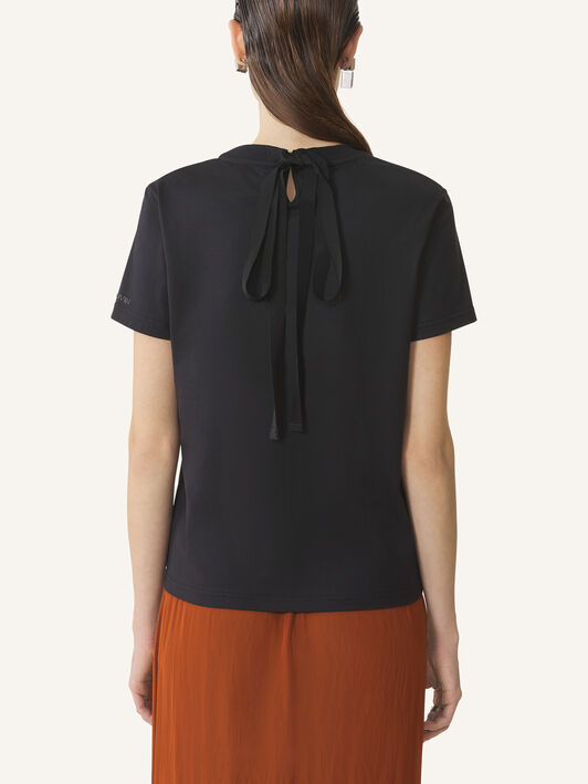 COTTON T-SHIRT WITH RIBBON DETAIL Lanvin COTTON T-SHIRT WITH RIBBON DETAIL Black RWTS0024J040H25