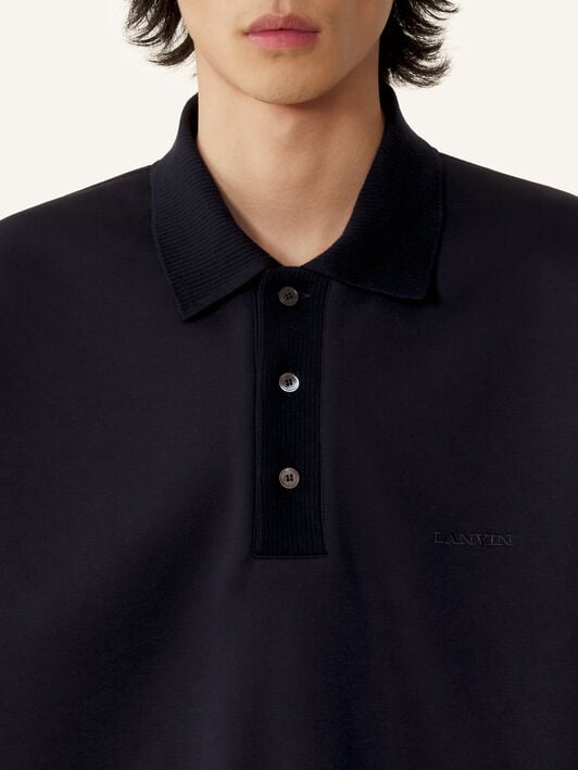 WEITES POLOSHIRT AUS DOPPELSEITIGEM JERSEY Lanvin WEITES POLOSHIRT AUS DOPPELSEITIGEM JERSEY Marineblau/Schwarz RMPL0051J056E26