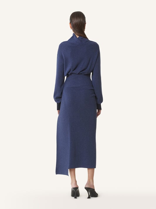 ROBE MI-LONGUE EN LAINE ET CACHEMIRE Lanvin ROBE MI-LONGUE EN LAINE ET CACHEMIRE Indigo RWDR0040K065H25