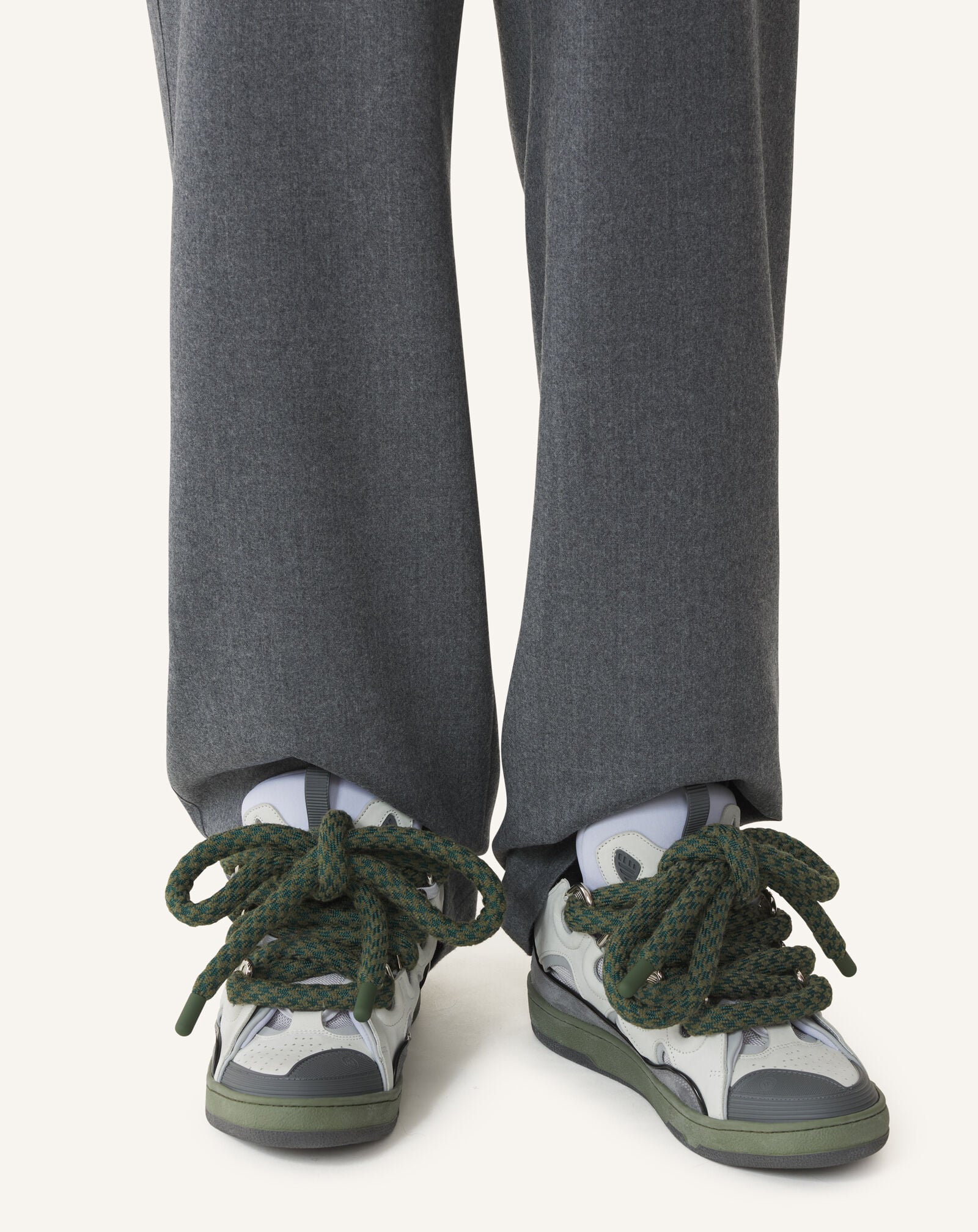 SNEAKERS CURB SNAKE EN CUIR Lanvin SNEAKERS CURB SNAKE EN CUIR Gris Clair/Vert FUSKDK12DRCOH25