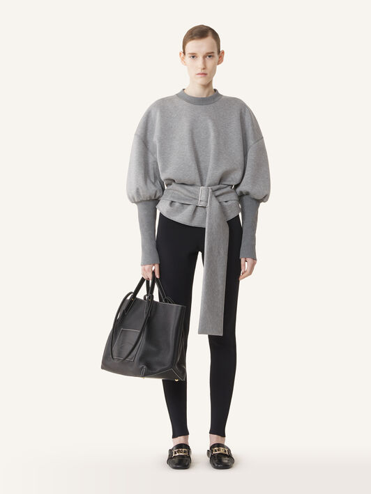 SWEAT CEINTURÉ EN JERSEY DOUBLE FACE Lanvin SWEAT CEINTURÉ EN JERSEY DOUBLE FACE Gris clair/Noir RWSS0007J056A26