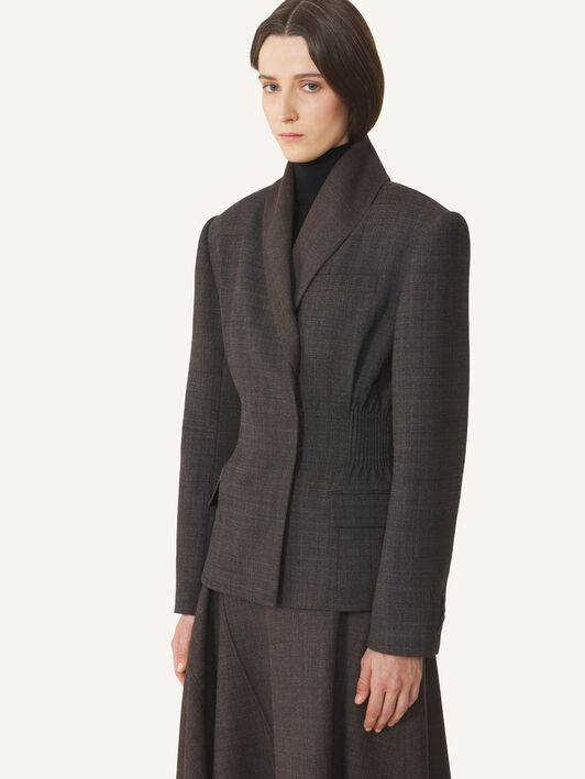 Lanvin WIDE SHOULDER SMOKED JACKET Brown/Dark Brown RWJA00516463H26