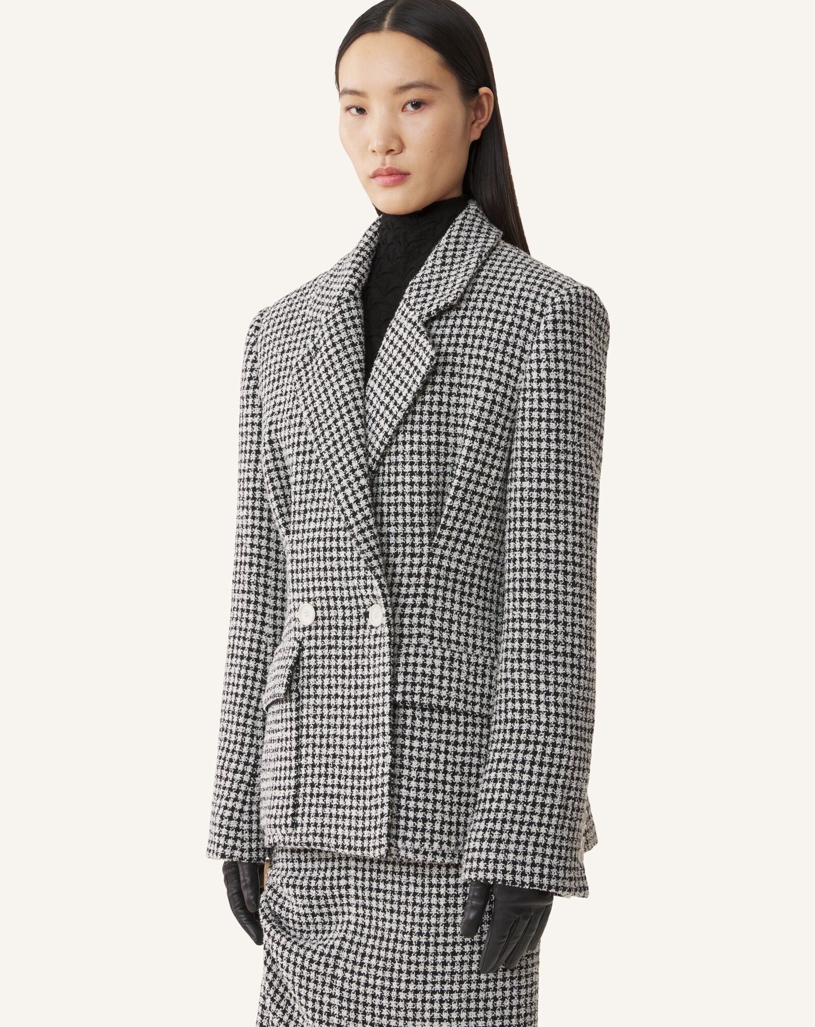 FITTED TWEED JACKET Lanvin FITTED TWEED JACKET Black/White RWJA01176386A26