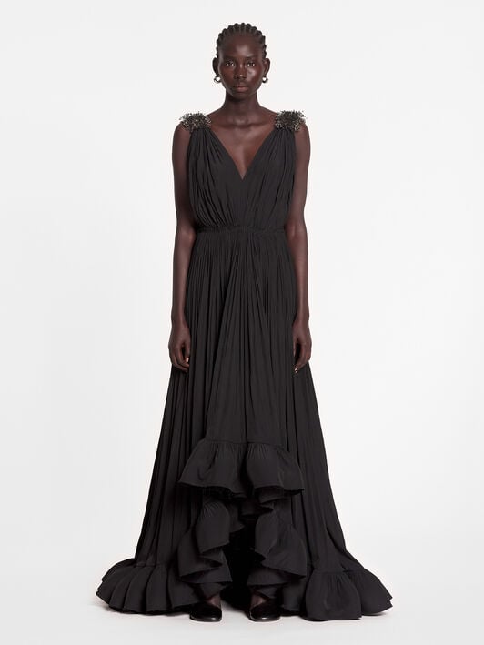 ROBE DU SOIR LONGUE EN CHARMEUSE BRODÉE Lanvin ROBE DU SOIR LONGUE EN CHARMEUSE BRODÉE Noir RWDR90354778A23