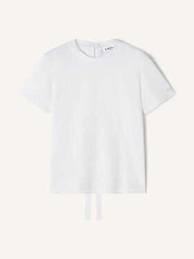 Lanvin T-SHIRT AUS BAUMWOLLE MIT BANDDETAIL Optisches Weiß RWTS0024J040H25