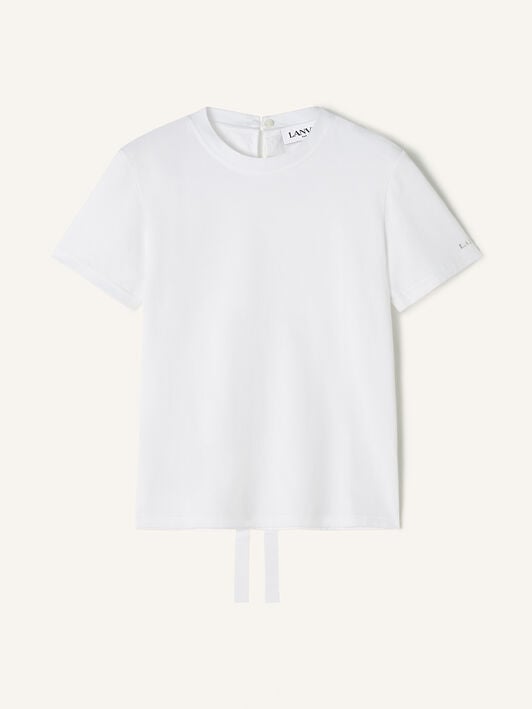 COTTON T-SHIRT WITH RIBBON DETAIL Lanvin COTTON T-SHIRT WITH RIBBON DETAIL Optic White RWTS0024J040H25