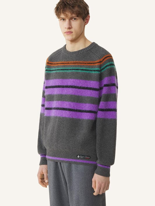 TEXTURED CREW NECK SWEATER Lanvin TEXTURED CREW NECK SWEATER Charcoal RMPO0021K128A26