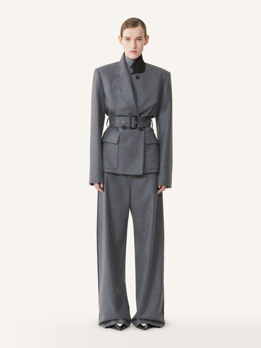 JACKE MIT GÜRTEL AUS WOLLFLANELL Lanvin JACKE MIT GÜRTEL AUS WOLLFLANELL Meliertes Grau RWJA00176383A26