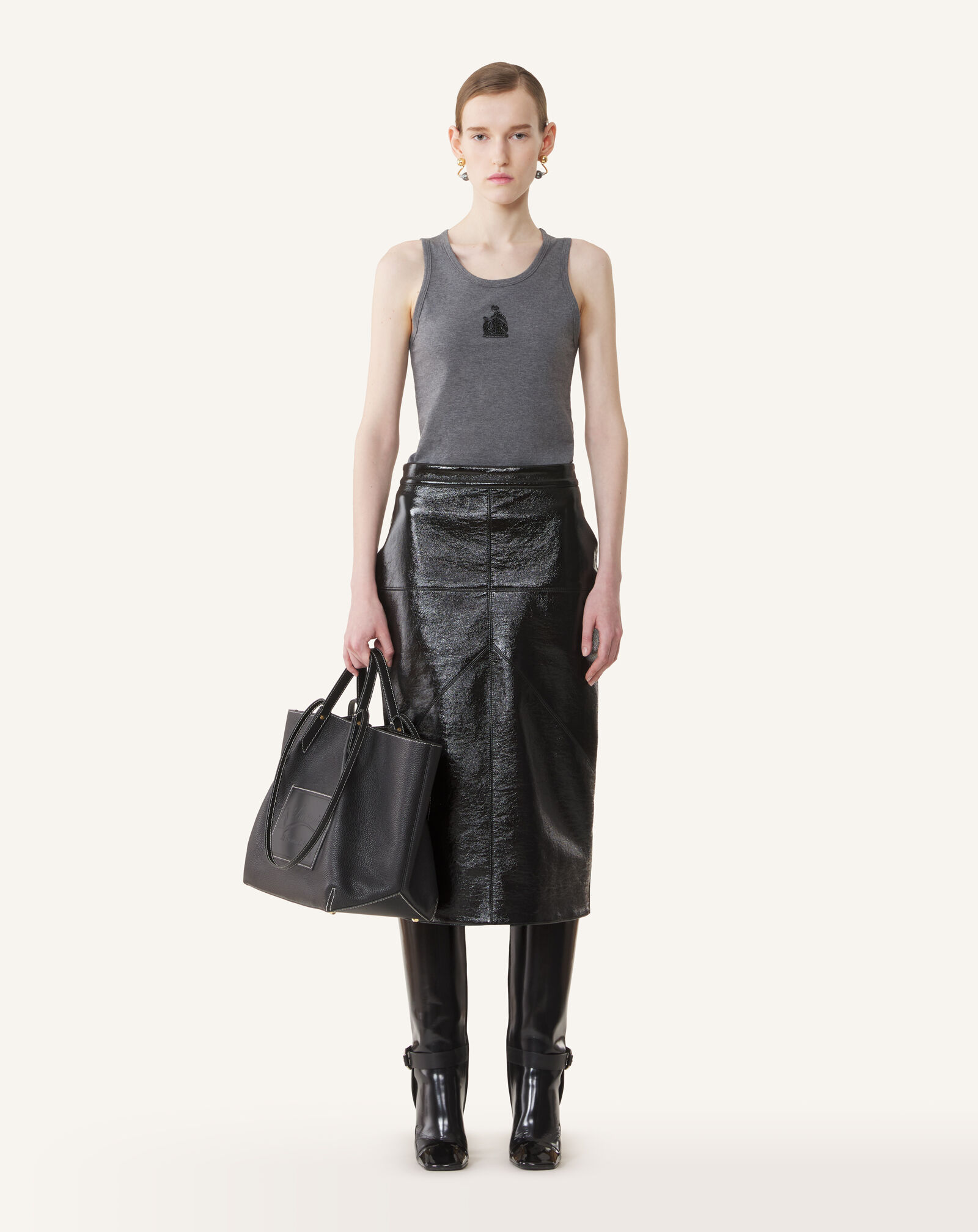 TANKTOP MOTHER AND DAUGHTER AUS BESTICKTEM JERSEY Lanvin TANKTOP MOTHER AND DAUGHTER AUS BESTICKTEM JERSEY Dunkelgrau meliert RWTS0067J060A26