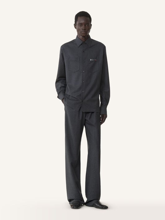 FLUID WOOL FLANNEL TROUSERS Lanvin FLUID WOOL FLANNEL TROUSERS Charcoal RMTR00286383A26