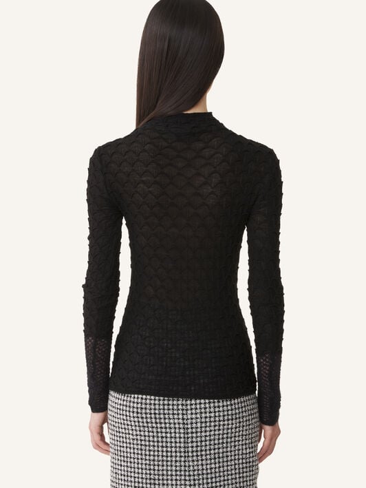 TOP DE CUELLO ALTO DE LANA Y MOHAIR Lanvin TOP DE CUELLO ALTO DE LANA Y MOHAIR Negro RWPO0005K123A26