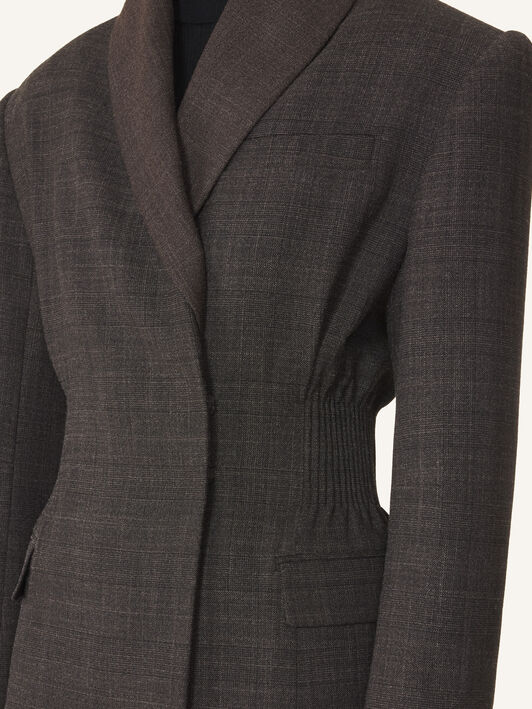 Lanvin WIDE SHOULDER SMOKED JACKET Brown/Dark Brown RWJA00516463H26