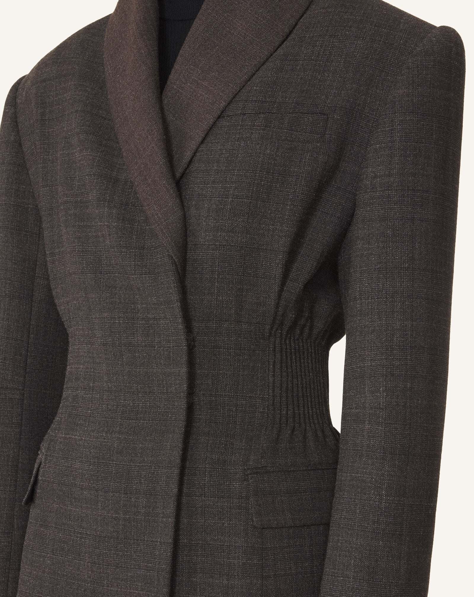 Lanvin WIDE SHOULDER SMOKED JACKET Brown/Dark Brown RWJA00516463H26