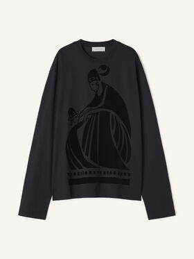 Lanvin T-SHIRT MANCHES LONGUES FLOQUÉ LA MÈRE ET L'ENFANT EN COTON Noir RMTS0052J040A26