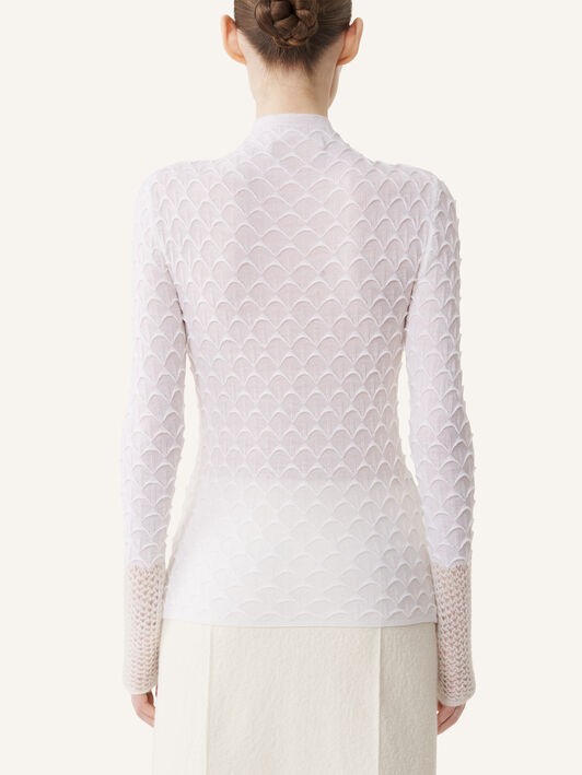 TOP DE CUELLO ALTO DE LANA Y MOHAIR Lanvin TOP DE CUELLO ALTO DE LANA Y MOHAIR Gris luna RWPO0005K123A26