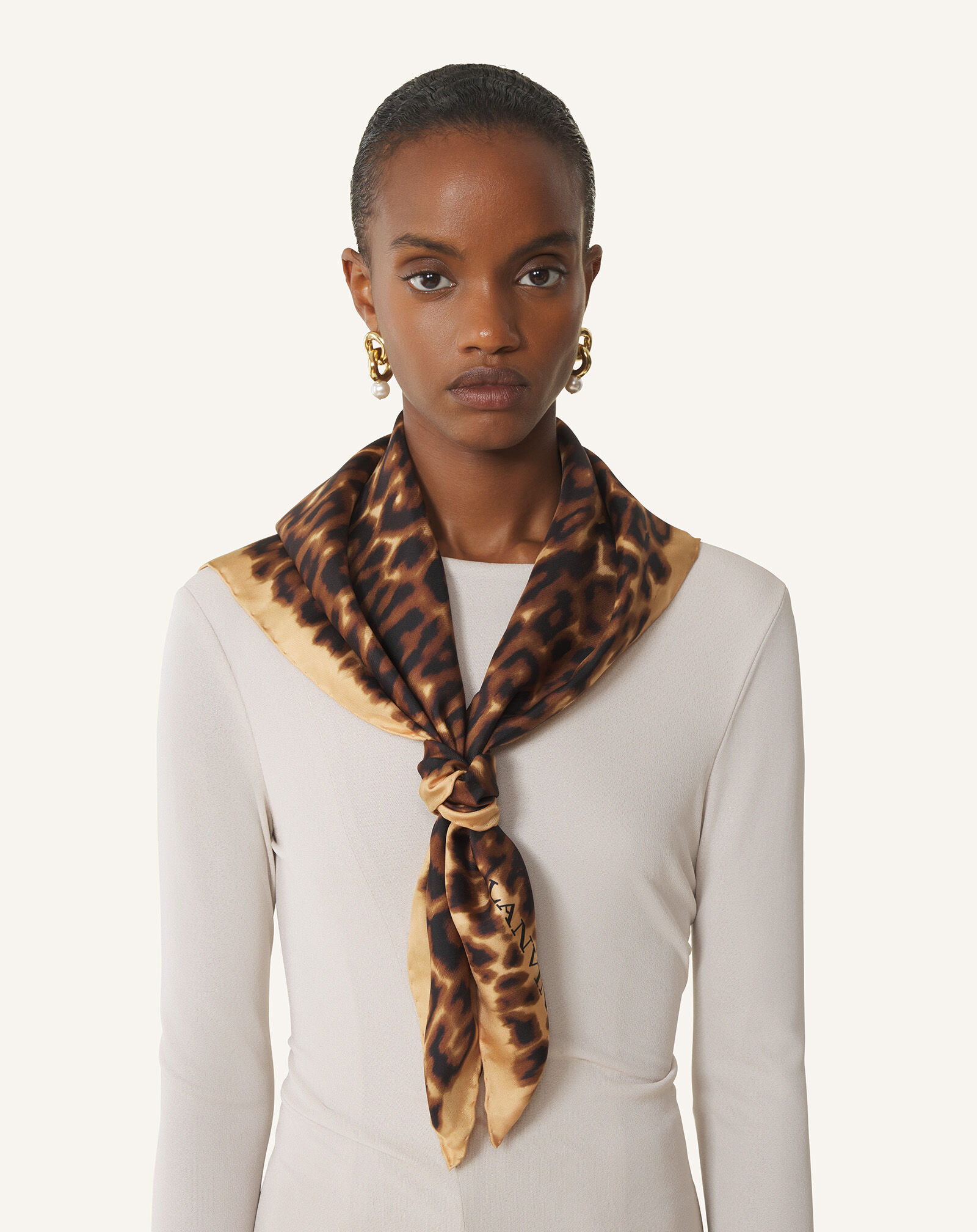 LEOPARD PRINT SILK SCARF in Leopard | Lanvin®