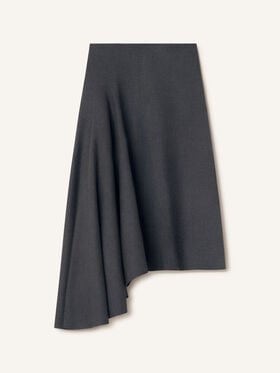 Lanvin JUPE ASYMÉTRIQUE EN LAINE VIERGE Charbon RWST00516383H26