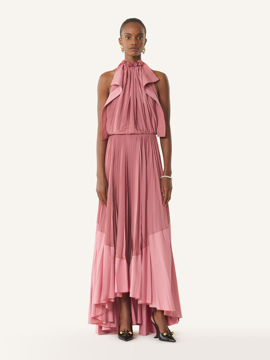 ROBE PLISSÉE EN CHARMEUSE ET COTON Lanvin ROBE PLISSÉE EN CHARMEUSE ET COTON Vieux rose RWDR00274778P26