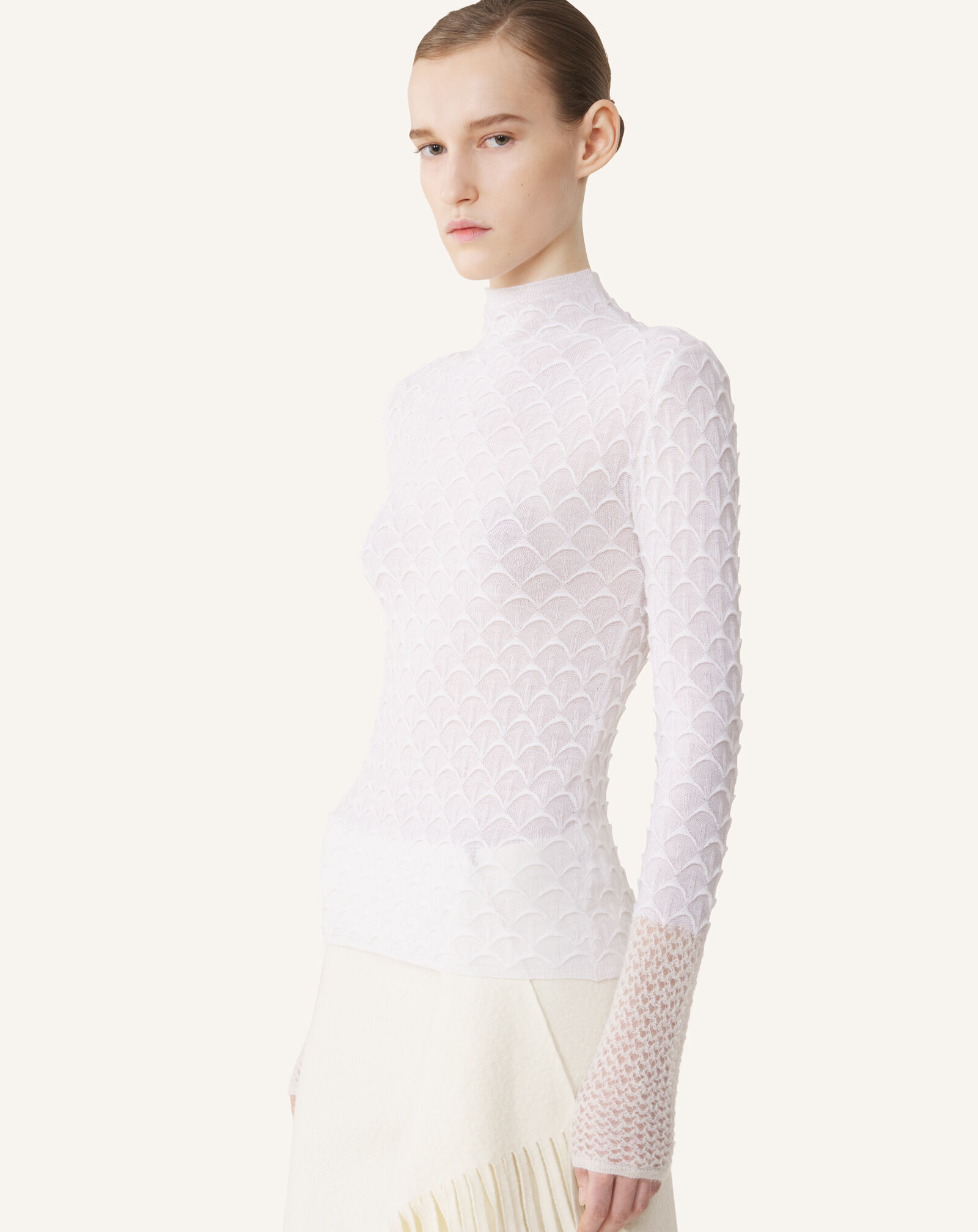 TOP DE CUELLO ALTO DE LANA Y MOHAIR Lanvin TOP DE CUELLO ALTO DE LANA Y MOHAIR Gris luna RWPO0005K123A26