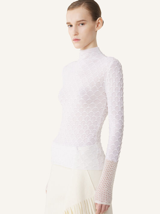 TOP DE CUELLO ALTO DE LANA Y MOHAIR Lanvin TOP DE CUELLO ALTO DE LANA Y MOHAIR Gris luna RWPO0005K123A26