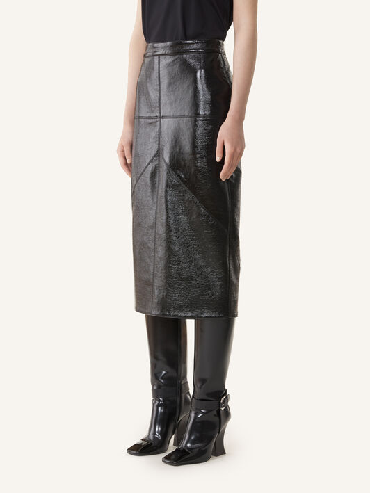 Lanvin STRAIGHT SKIRT WITH CUTS Black RWST02036378A26