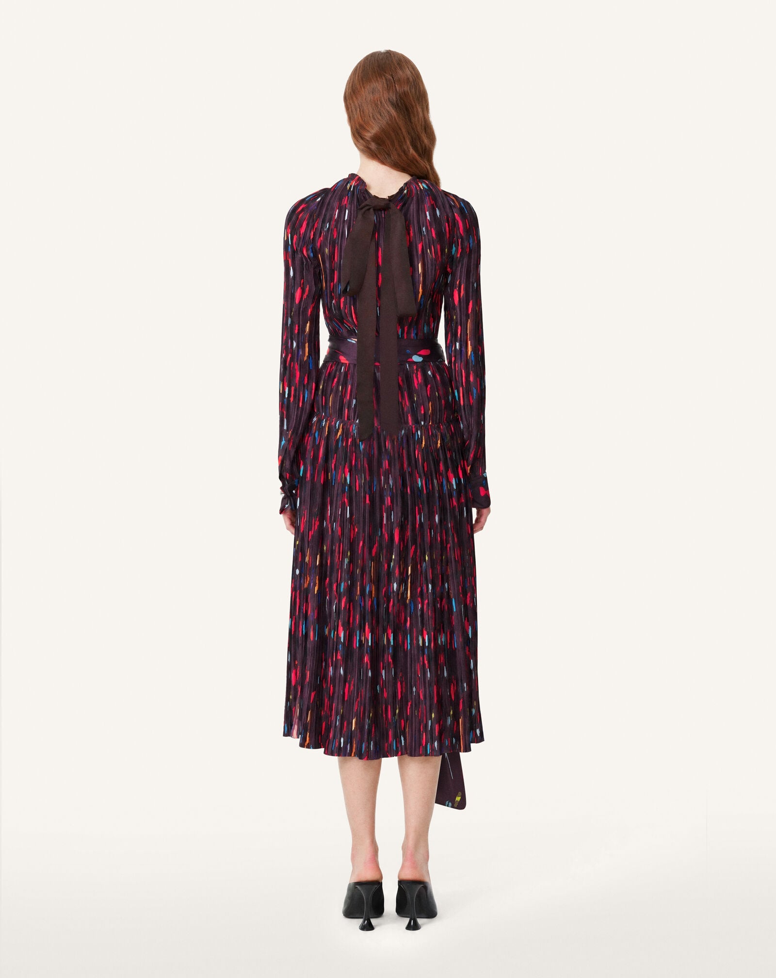 PRINTED CHARMEUSE PLEATED DRESS Lanvin PRINTED CHARMEUSE PLEATED DRESS Garnet RWDR00176440A26