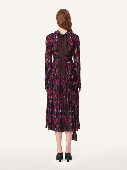 PRINTED CHARMEUSE PLEATED DRESS Lanvin PRINTED CHARMEUSE PLEATED DRESS Garnet RWDR00176440A26