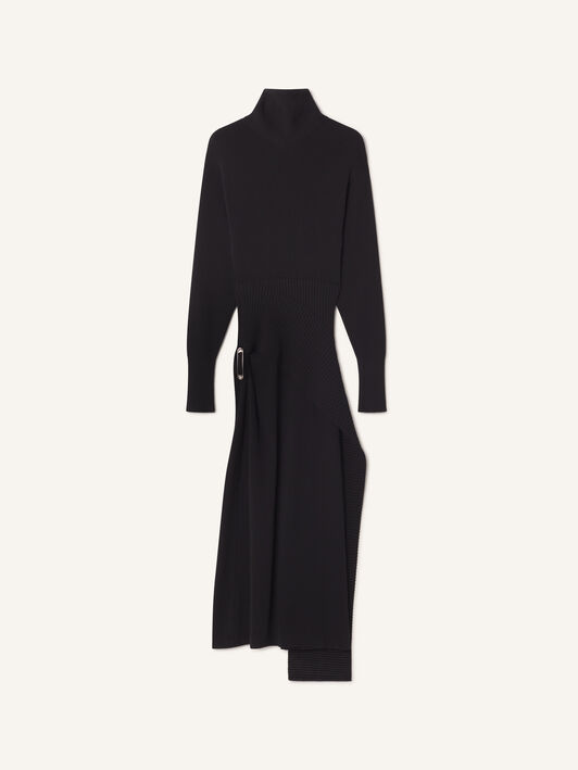 Lanvin ROBE MIDI EN LAINE ET CACHEMIRE Noir RWDR0040K065H25