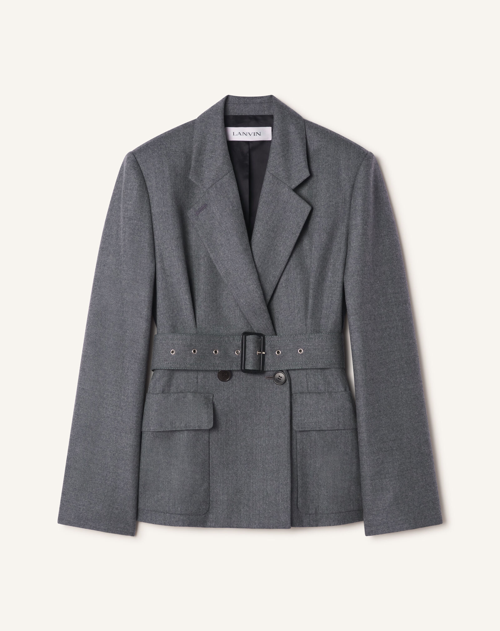 JACKE MIT GÜRTEL AUS WOLLFLANELL Lanvin JACKE MIT GÜRTEL AUS WOLLFLANELL Meliertes Grau RWJA00176383A26