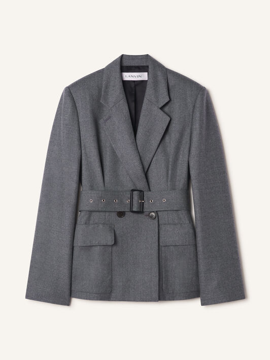 JACKE MIT GÜRTEL AUS WOLLFLANELL Lanvin JACKE MIT GÜRTEL AUS WOLLFLANELL Meliertes Grau RWJA00176383A26